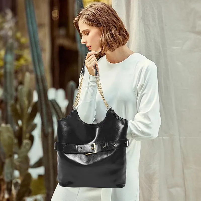 Vintage Hobo Bags for Women,Soft Vegan Leather Handbags Large Tote Purse Shoulder Bag with Chain Strap