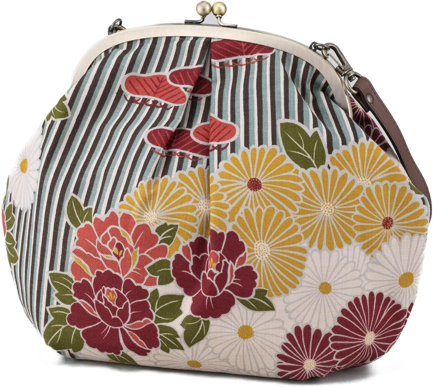 Vintage Kiss Lock Purses and Handbags Crossbody Bag/Made in Japan Japanese Bag Evening Clutch Buckle Purse Shoulder Bag
