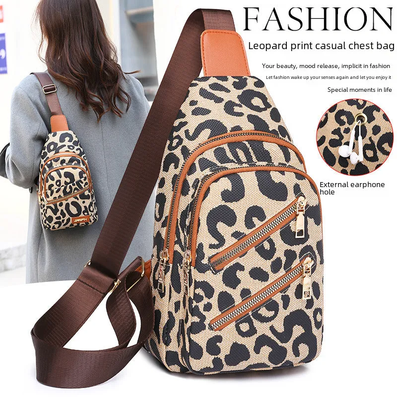 Vintage Leopard Design Shoulder and Chest Bag