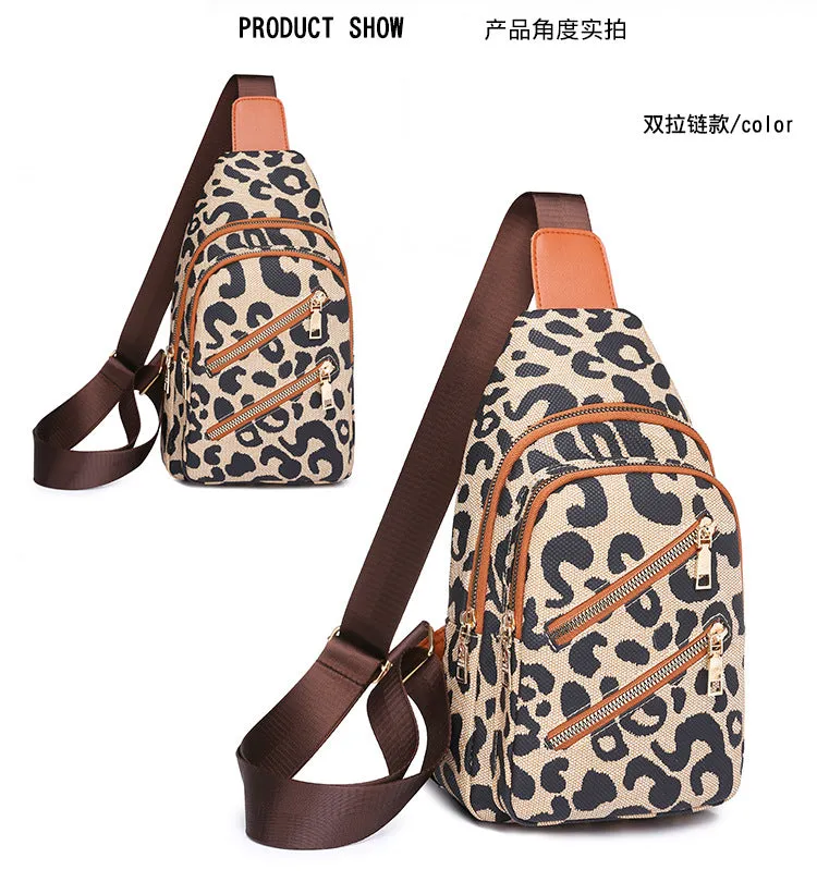 Vintage Leopard Design Shoulder and Chest Bag
