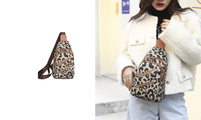 Vintage Leopard Design Shoulder and Chest Bag