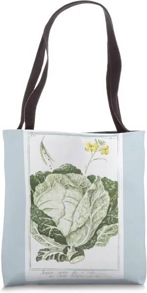 Vintage Lettuce, Cabbage Botanical Aesthetic Illustration Tote Bag