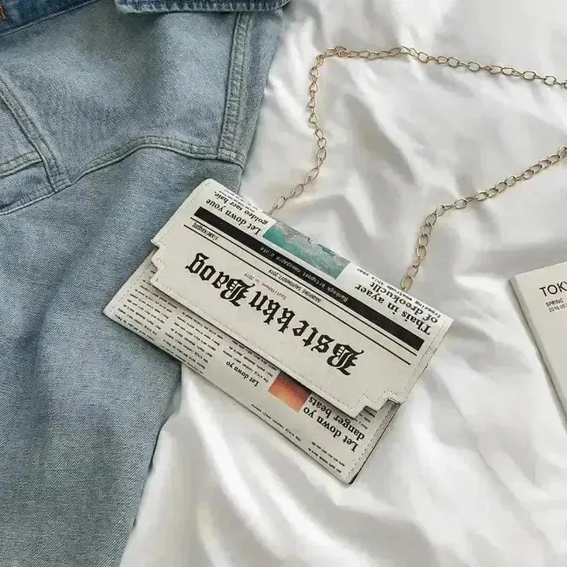 Vintage Newspaper Style Handbag