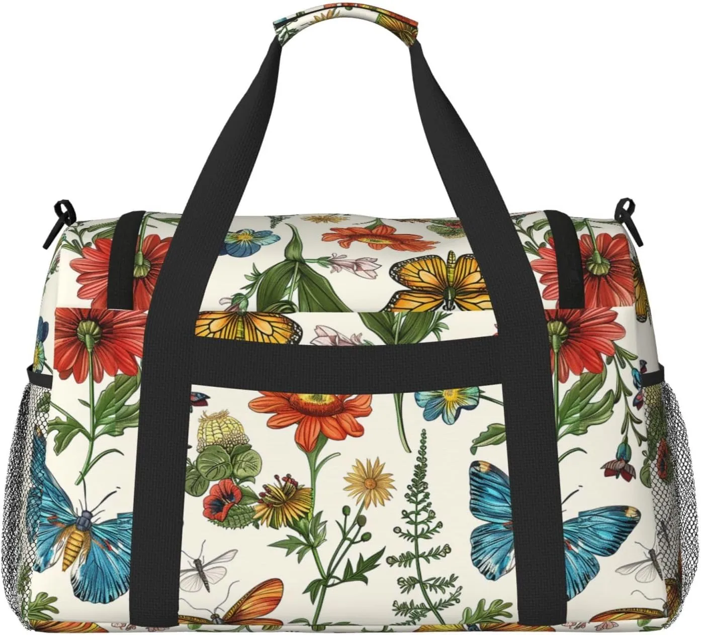 Vintage Plants Insect Duffle Bag Foldable Travel Tote Bag Carry On Large Weekender Overnight Bags Waterproof Gym Bag For Women Men