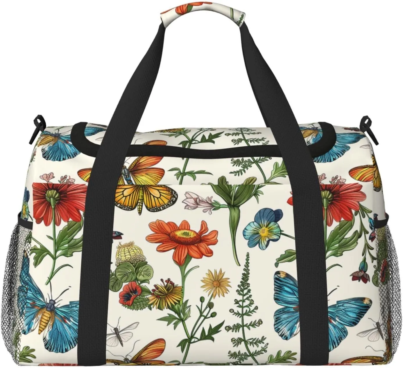 Vintage Plants Insect Duffle Bag Foldable Travel Tote Bag Carry On Large Weekender Overnight Bags Waterproof Gym Bag For Women Men