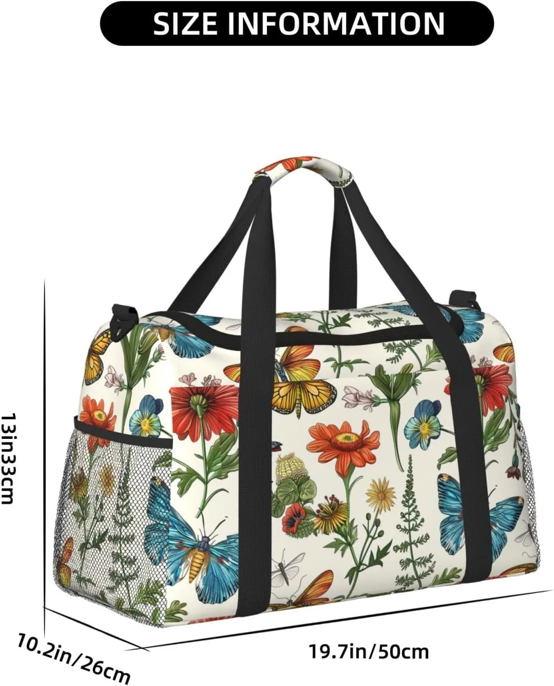 Vintage Plants Insect Duffle Bag Foldable Travel Tote Bag Carry On Large Weekender Overnight Bags Waterproof Gym Bag For Women Men