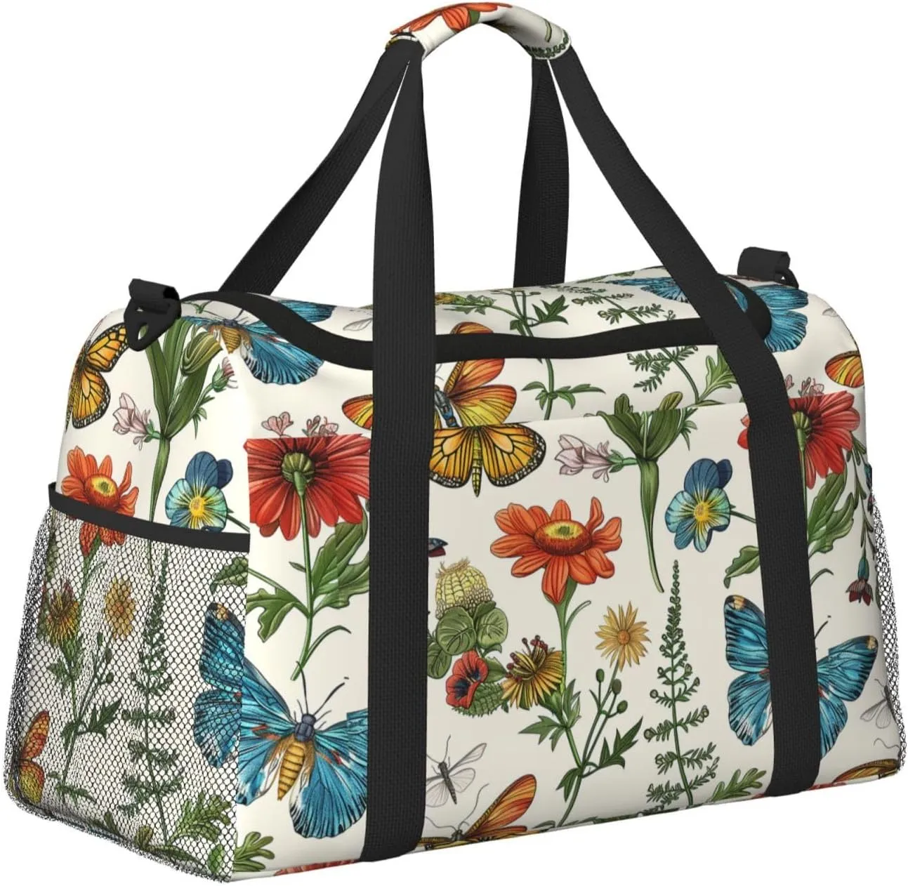 Vintage Plants Insect Duffle Bag Foldable Travel Tote Bag Carry On Large Weekender Overnight Bags Waterproof Gym Bag For Women Men