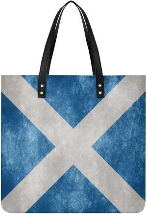 Vintage Scotland Flag Novelty Tote Bags for Women Funny Handbags Top Handle Purses Crossbody Shoulder Bag Fashion