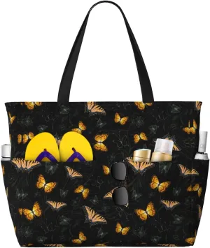 Vintage Summer Flamingo Tropic Palm Large Capacity Travel Bag Lightweight Shopping Handbag Beach Tote Bags Work Bag