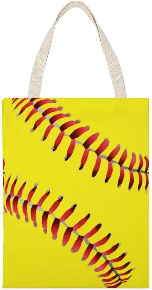 Water Fire Softball Baseball Portable Canvas Tote Bag with Double-sided Printing Unisex