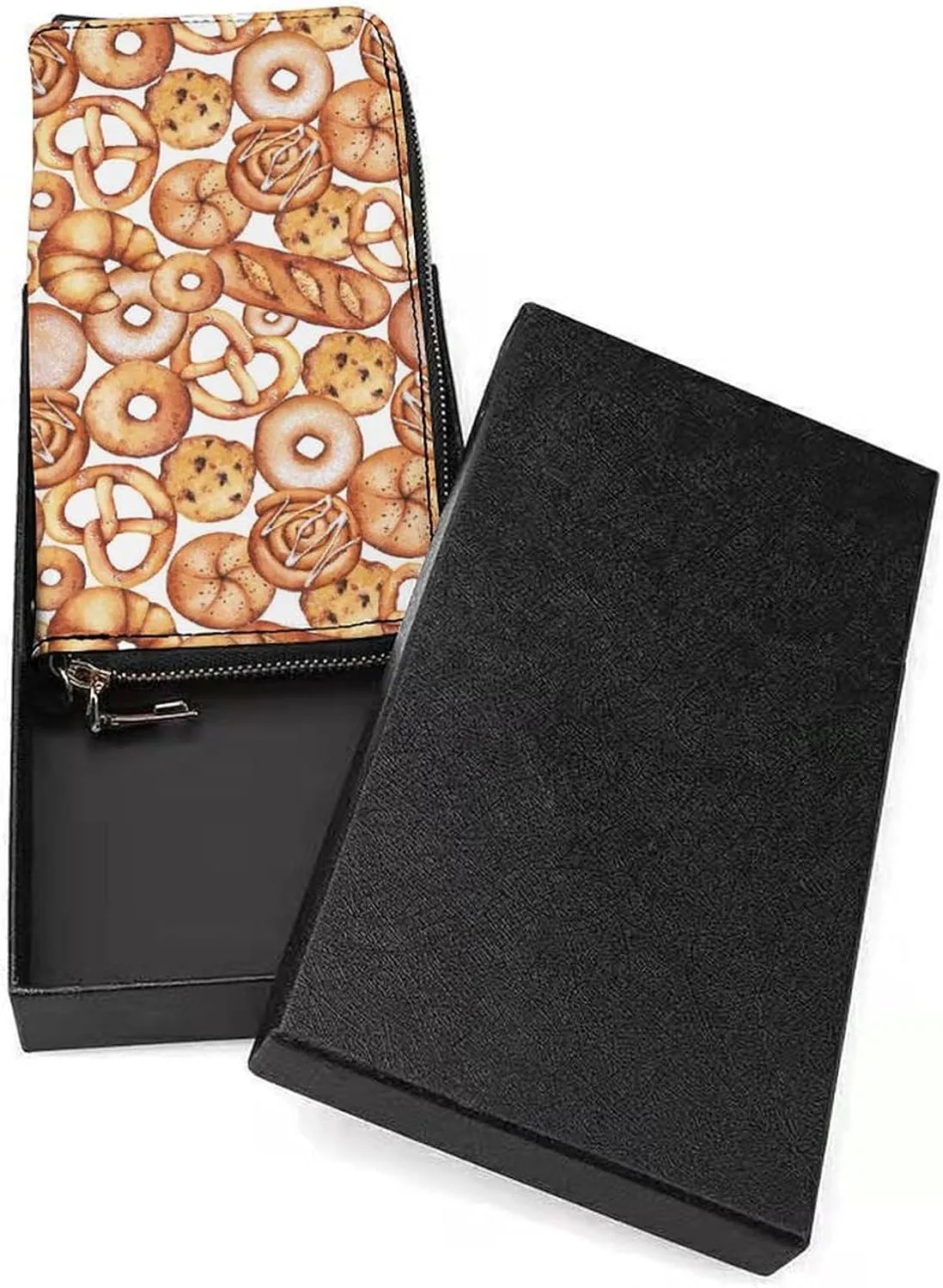 Watercolor Bakery Cookie Donut Women's Leather Long Large Capacity Wallet Clutch Wallet with Hand Strap