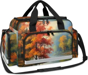 Waterproof Tactical Duffle Bag 25" Carry On Bag for EMT Tear-Resistant Gym Bag with Multi-Pocket & OSHA Reflective Travel Bags for Men Women Autumn Forest Water
