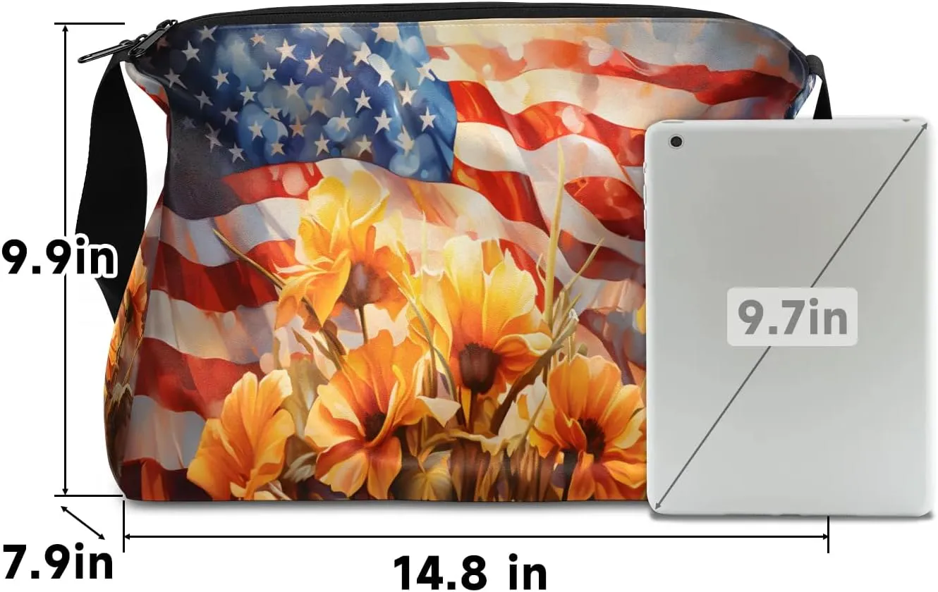Weekend Bag America Flag Flora Pattern Lightweight Carry On Duffel Bag Waterproof Gym Bag Pu Leather Duffle Bag for Workout Travel Sport