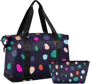 Weekender Bag Set Colorful Polka Dot Circle Sport Travel Duffel Bag Large Tote Bag with Shoe Compartment