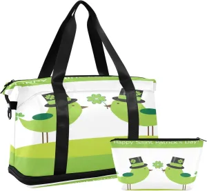 Weekender Overnight Bags for Women Saint Patrick's Day Birds Travel Duffel Bag with Shoe Compartments Gym Duffel Bag with Toiletry Bag for Travel Sport Yoga 17 Inch