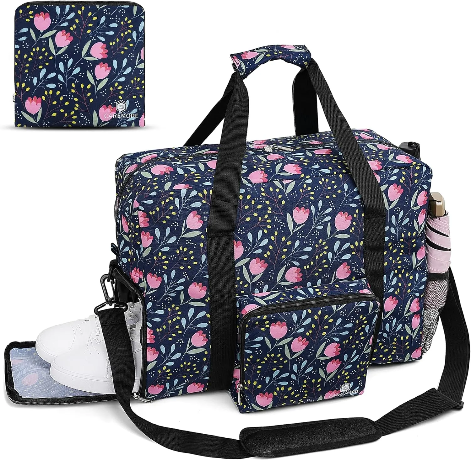 Weekender Overnight Travel Bags for Women with Shoe Compartment,Spirit Airlines Personal Item Bag 18x14x8,Underseat Carry On Luggage, Foldable Duffle Bag for Travel, for Swim/Sports/Gym