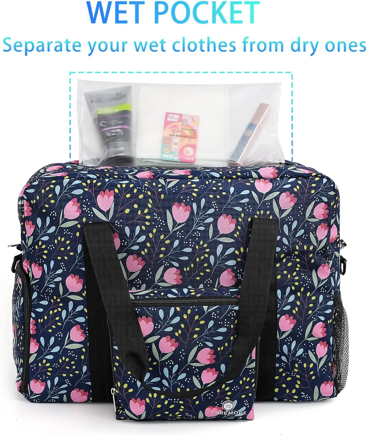 Weekender Overnight Travel Bags for Women with Shoe Compartment,Spirit Airlines Personal Item Bag 18x14x8,Underseat Carry On Luggage, Foldable Duffle Bag for Travel, for Swim/Sports/Gym
