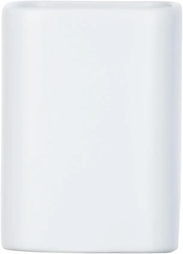 WENKO Hexa Ceramic Toothbrush Beaker Matte White, 9 x 6.5 x 6.5 cm