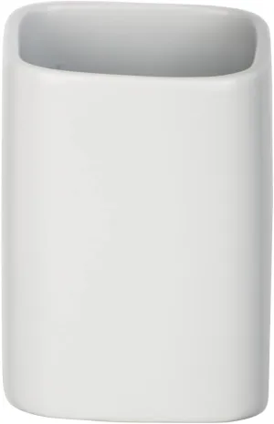 WENKO Hexa Ceramic Toothbrush Beaker Matte White, 9 x 6.5 x 6.5 cm