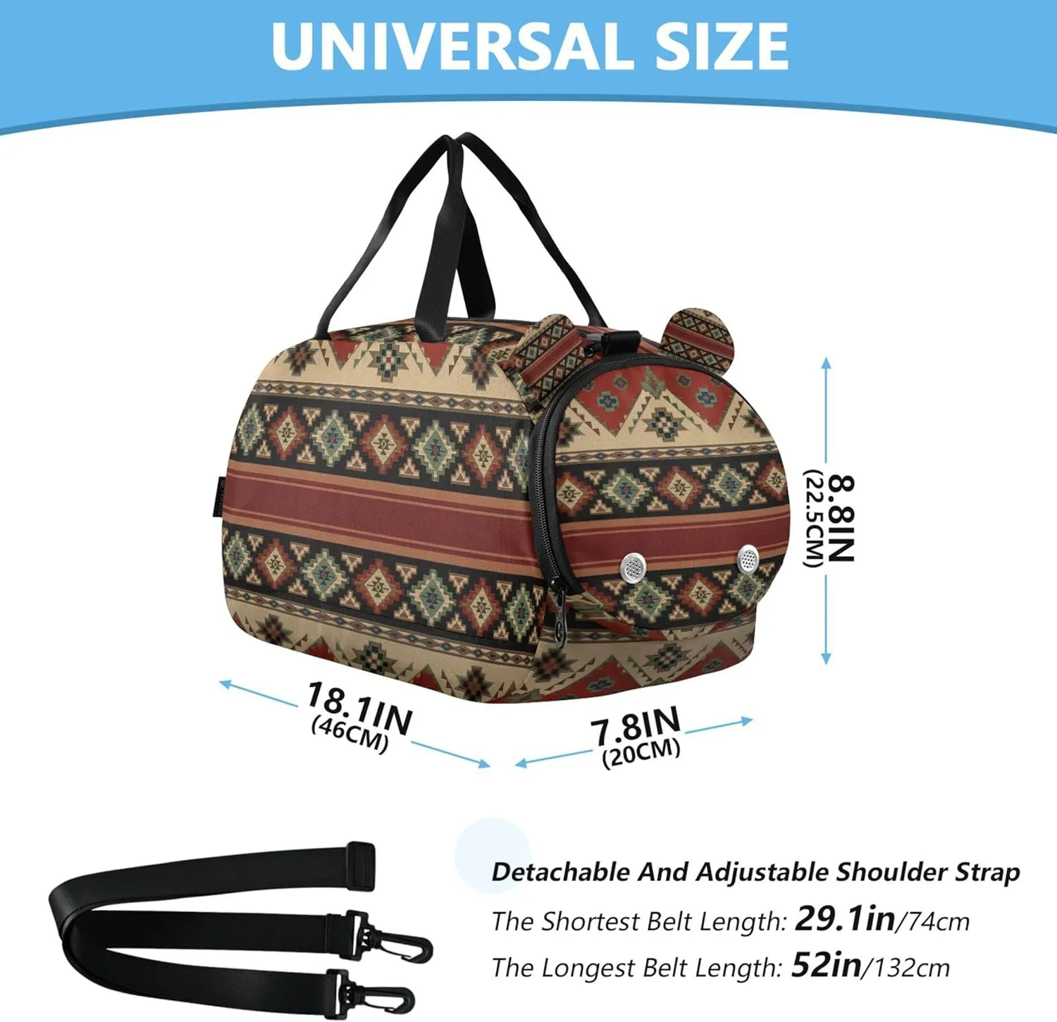 Western Theme Duffel Gym Bags with Shoes Compartment Multifunctional Sport Gym Tote Bags for Travel, Swimming, Dance, Ballet