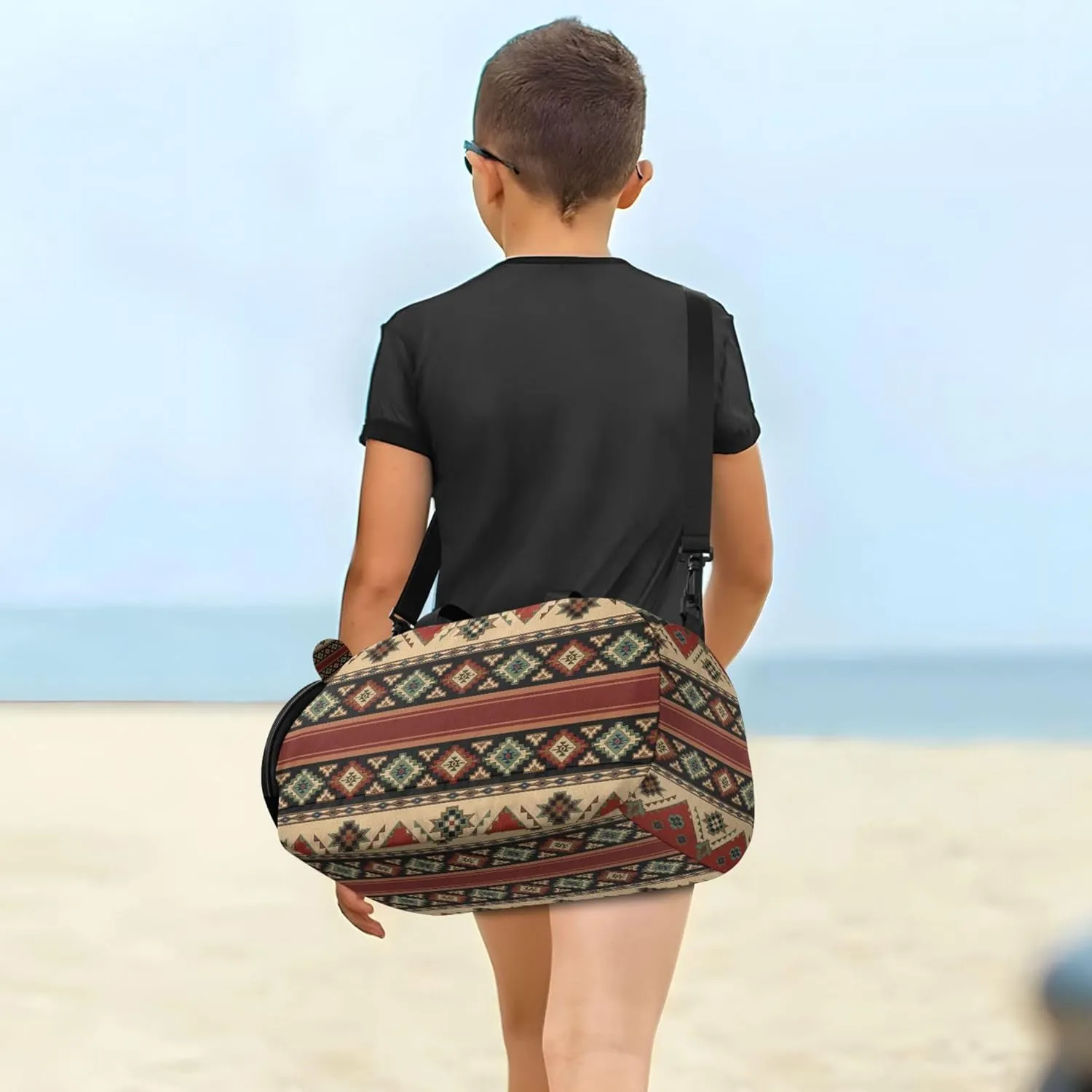 Western Theme Duffel Gym Bags with Shoes Compartment Multifunctional Sport Gym Tote Bags for Travel, Swimming, Dance, Ballet