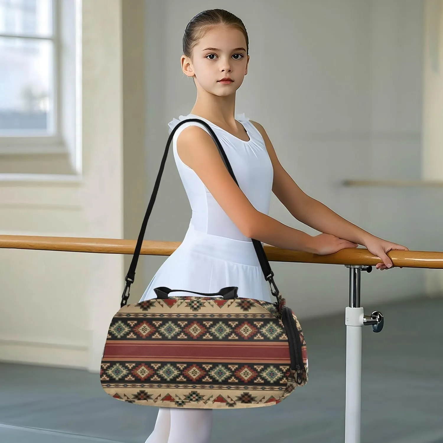 Western Theme Duffel Gym Bags with Shoes Compartment Multifunctional Sport Gym Tote Bags for Travel, Swimming, Dance, Ballet