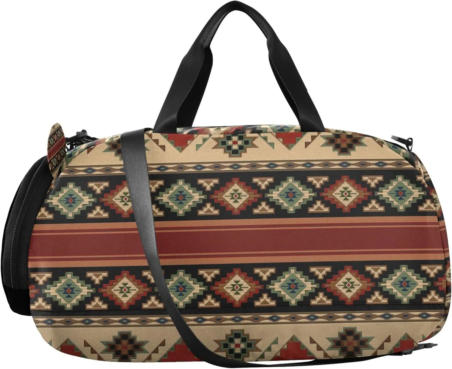 Western Theme Duffel Gym Bags with Shoes Compartment Multifunctional Sport Gym Tote Bags for Travel, Swimming, Dance, Ballet