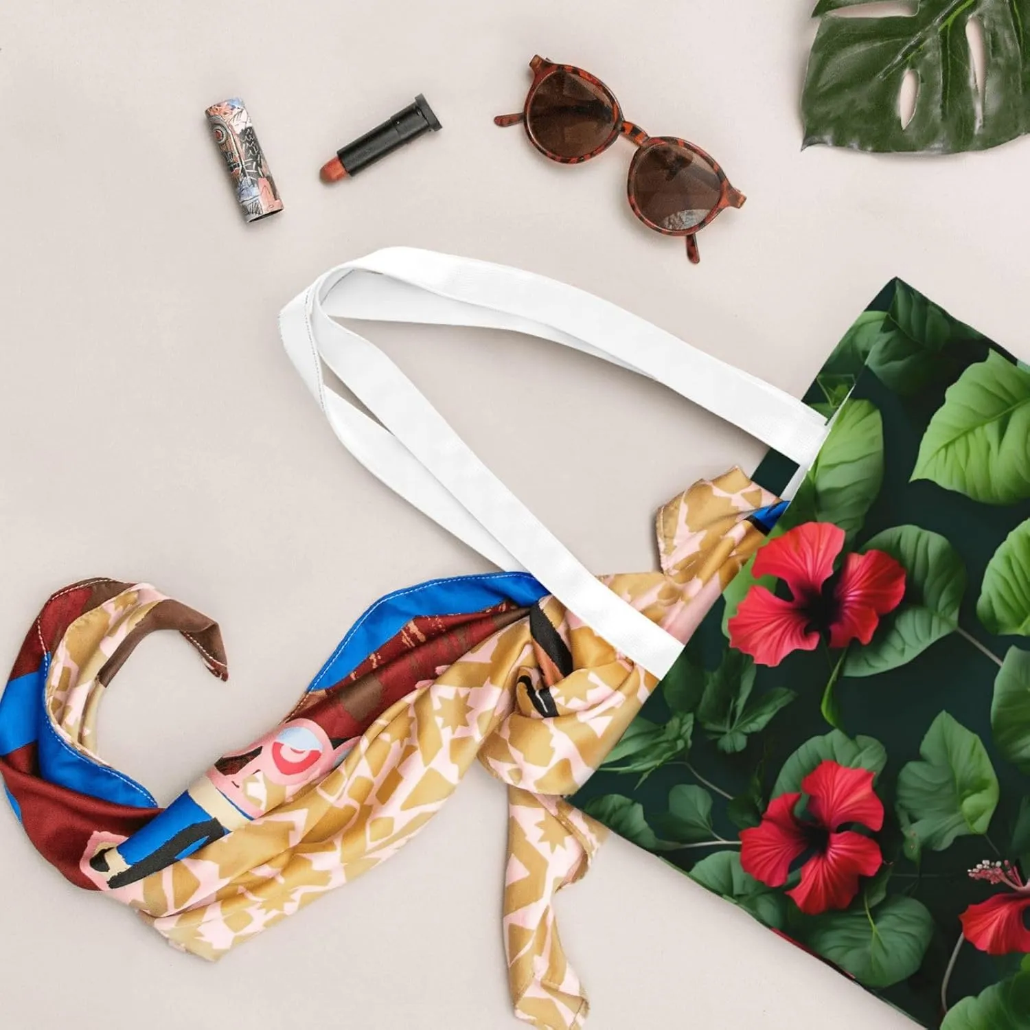 White Blue Daisy Canvas Tote Bags For Women Handbag Tote Purse,Canvas Crossbody Bag For Office, Travel, School