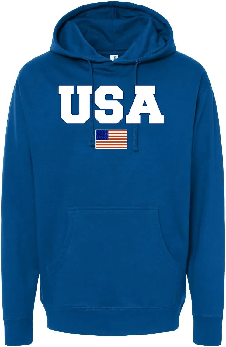 Wild Bobby Vintage Varsity Letters USA Flag Americana/American Pride Midweight Crewneck Sweatshirt