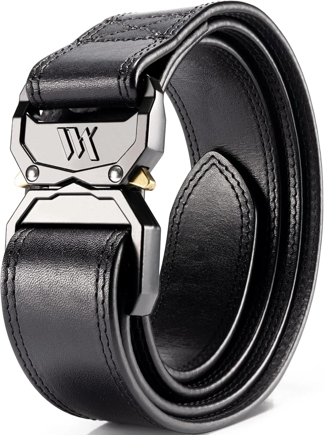 WOLFANT Leather Tactical Belt,100% Italian Solid Full Grain Leather Military Hiking Work Gun Belt with Quick Release Buckle
