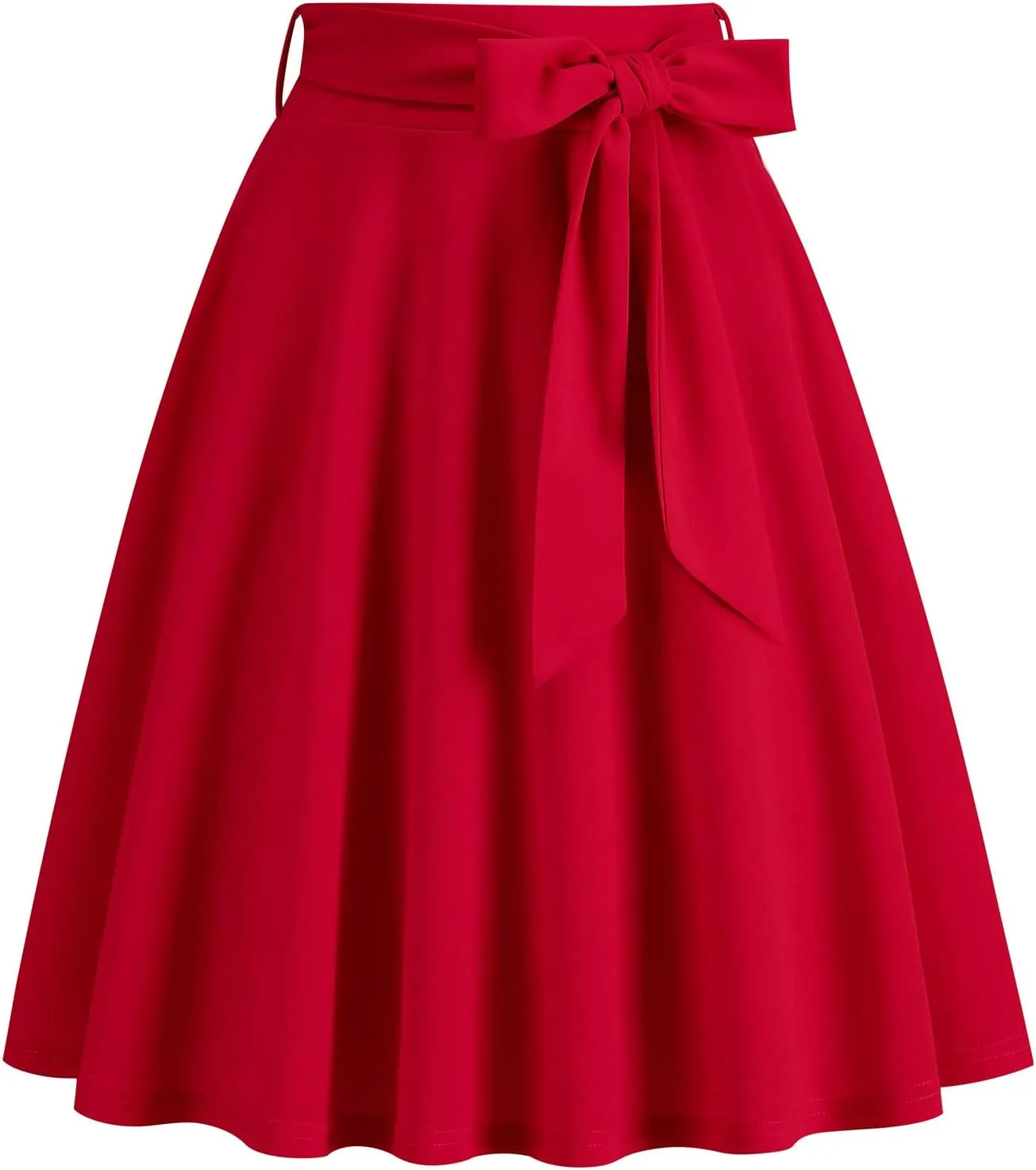 Women 50s Retro Skirts Vintage Hepburn Style High Waist Flared A-Line Rockabilly Swing Skirt with Pocket