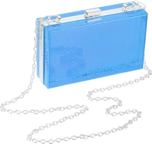 Women Acrylic Clear Clutch Purse Evening Handbag Crossbody Bag with Chain for Wedding Party