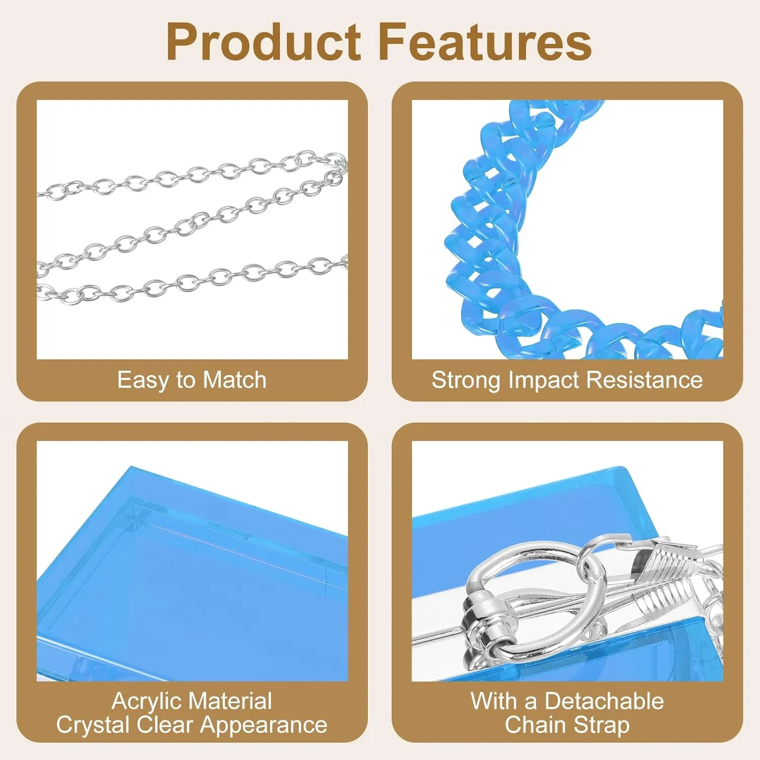 Women Acrylic Clear Clutch Purse Evening Handbag Crossbody Bag with Chain for Wedding Party