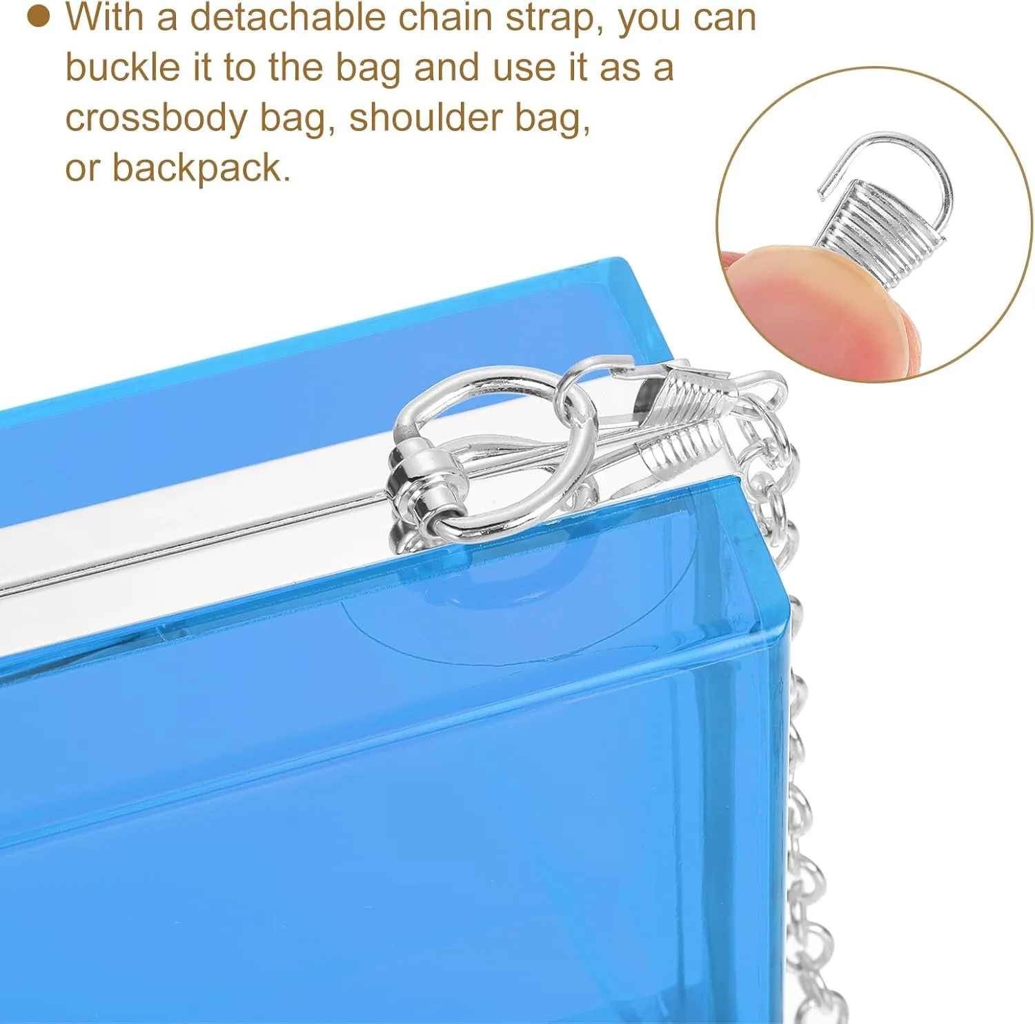 Women Acrylic Clear Clutch Purse Evening Handbag Crossbody Bag with Chain for Wedding Party