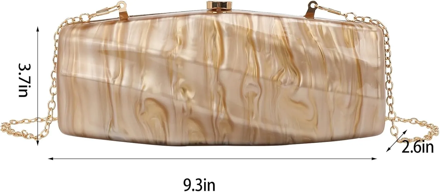 Women Acrylic Evening Clutch Purse Unique Stripe Pressed Marble Handbag for Wedding Party Prom
