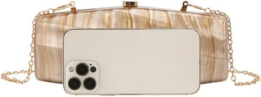 Women Acrylic Evening Clutch Purse Unique Stripe Pressed Marble Handbag for Wedding Party Prom