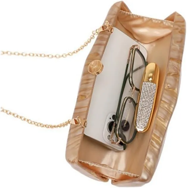 Women Acrylic Evening Clutch Purse Unique Stripe Pressed Marble Handbag for Wedding Party Prom