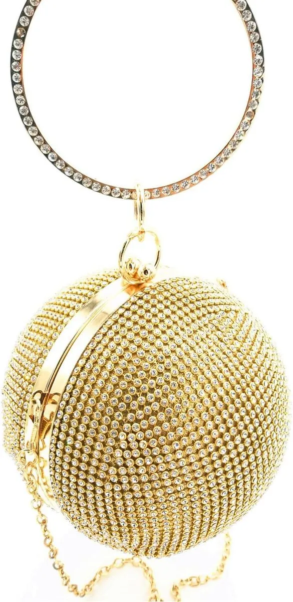 Women Ball Shaped Crystal Handbag Clutch Purse Small Evening Bag
