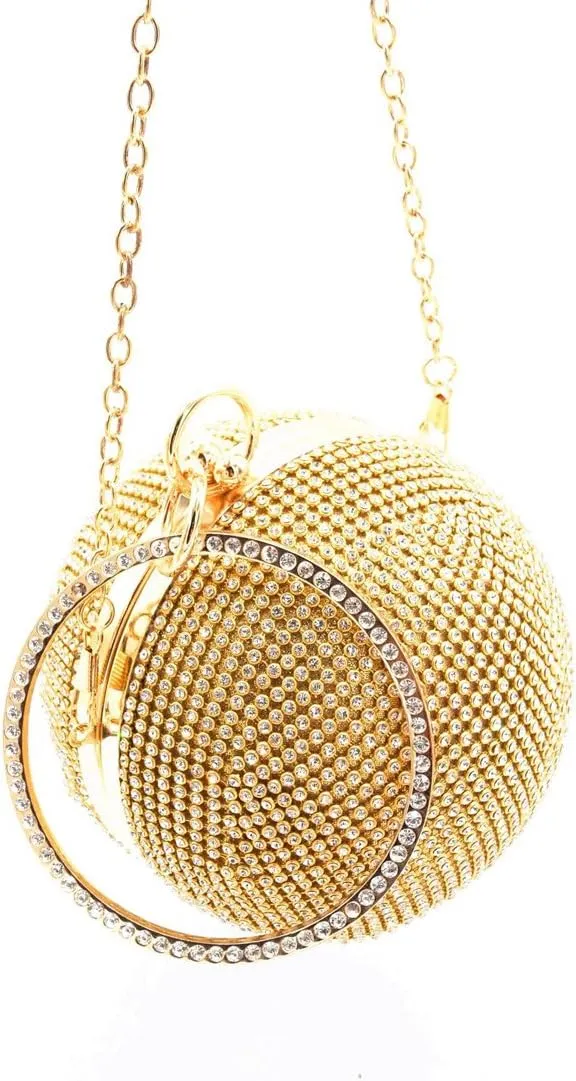 Women Ball Shaped Crystal Handbag Clutch Purse Small Evening Bag