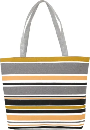 Women Canvas Shoulder Bag Stripe Pattern Handbag Shopping Tote Bag(Color E,13 Liters)