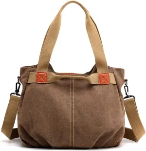 Women Casual Vintage Hobo Canvas Daily Purse Top Handle Shoulder Tote Shopper Handbag