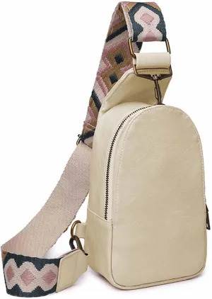 Women Chest Bag Sling Bag Small Crossbody PU Leather Satchel Daypack for Lady Shopping Travel Fashion Shoulder Strap