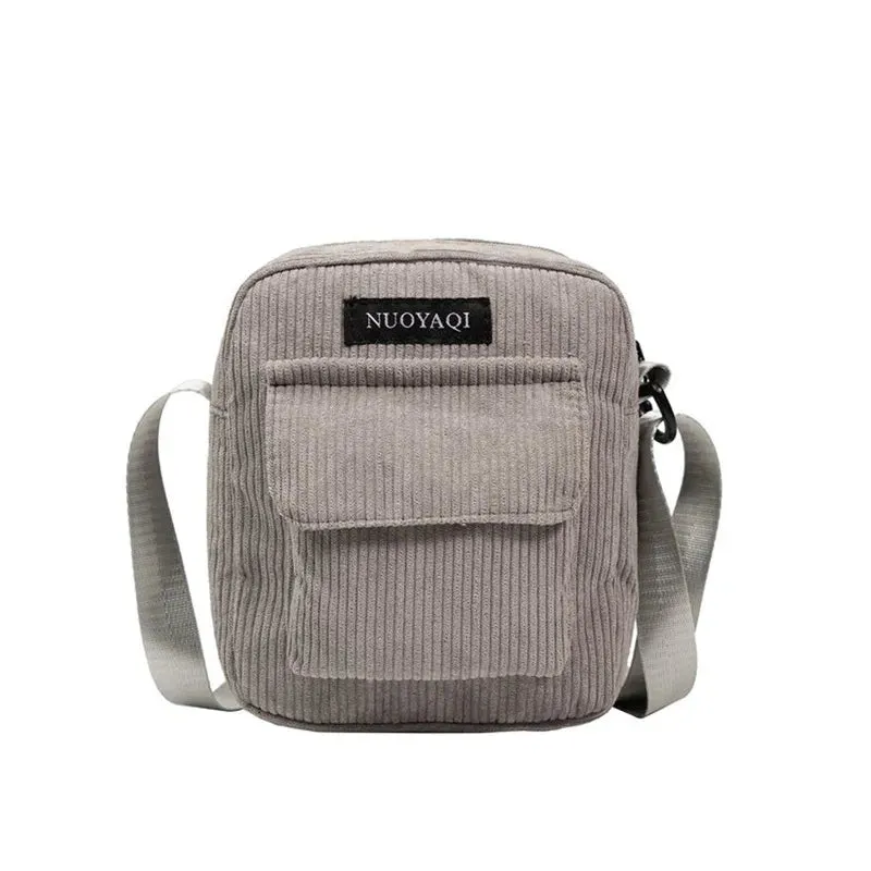 Women Corduroy Shoulder Bags Striped Cloth Fabric Handbags Casual Zip Tote Canvas Crossbody Bag Cute Shopping Bag for Ladies