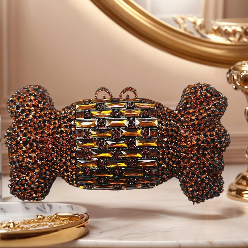 Women Cute Candy Rhinestone Wedding Evening Bag Shinny Crystal Diamond Clutch Purse for Prom Party Cocktail Dating
