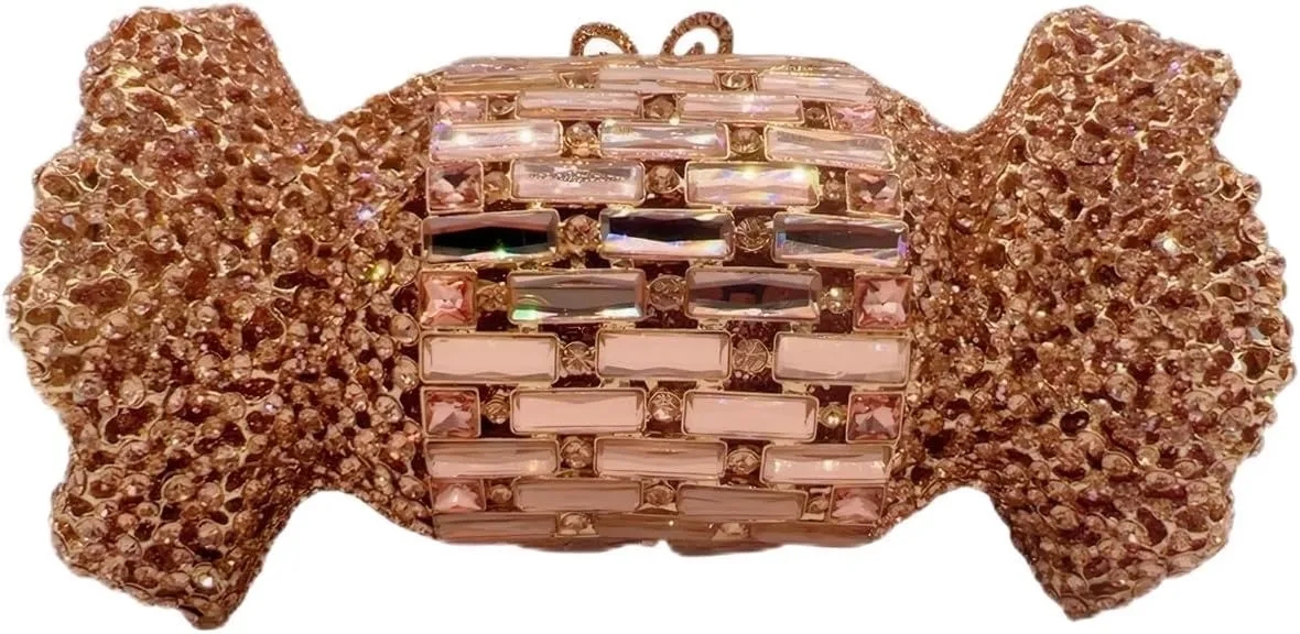 Women Cute Candy Rhinestone Wedding Evening Bag Shinny Crystal Diamond Clutch Purse for Prom Party Cocktail Dating