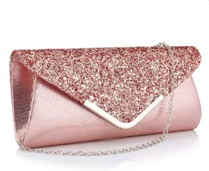 Women Glitter Sequins Envelope Evening Bag Handbag Party Bridal Clutch Purse