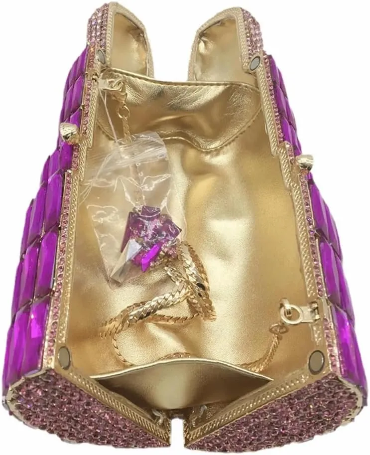 Women Glittering Lipstick Evening Bag Rhinestone Crystal Evening Clutch Vintage Wedding Party Prom Handbag Purses