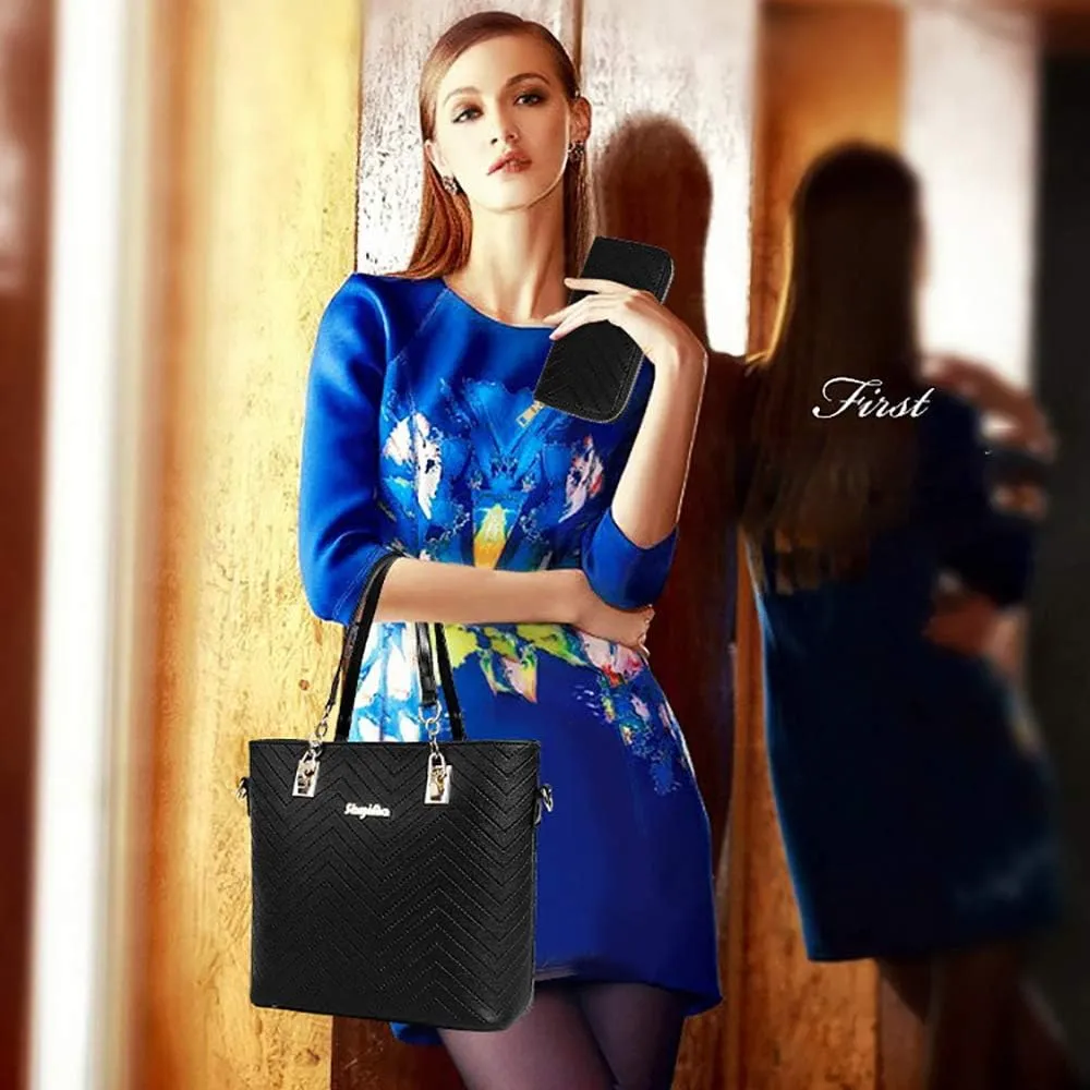 Women Handbags Set 6 Pcs PU Leather Top Handle Purse Shoulder Crossbody Bag Sets