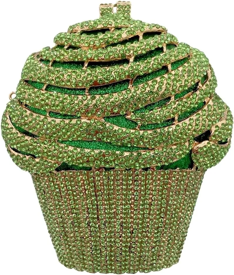 Women Ice Cream Crystal Evening Bag Luxury Rhinestone Clutch Wedding Party Minaudiere Purse and Handbag for Cocktail