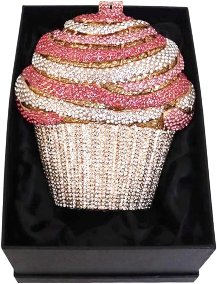 Women Ice Cream Crystal Evening Bag Luxury Rhinestone Clutch Wedding Party Minaudiere Purse and Handbag for Cocktail